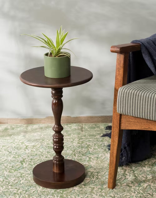 Brown Mellow Mango Wood Pedestal Table