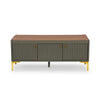 Fluted Shoe Cabinet with Leatherette Seat