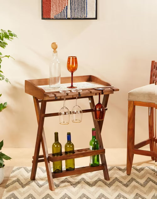 Brown Gulzar Mango Wood Wine Rack