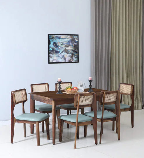 Sheesham Wood 6 Seater Dining Set In Teak Finish