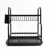 2-Tier Dish Rack with Cutlery Holder & Drainer – Black
