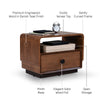 Veneer Top Bed Side Table in Danish Teak Finish